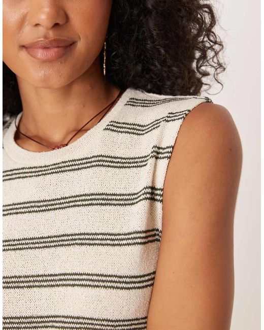 Vila Natural Knitted Stripe Midi Dress