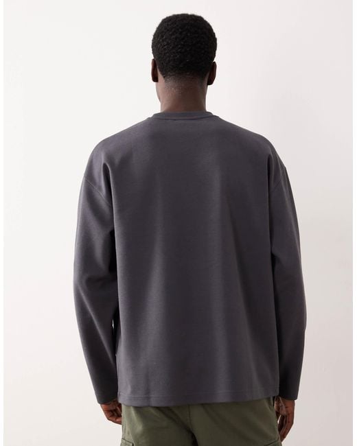 ASOS – langärmliges oversize-t-shirt aus schwerem breathemaxTM-baumwollmix in Blue für Herren