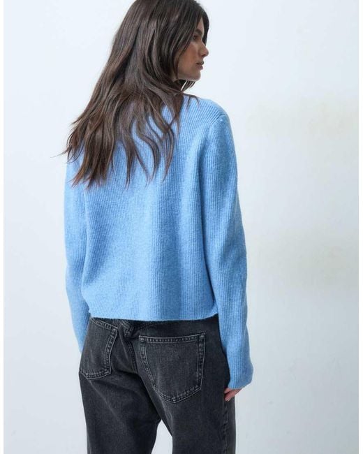 ASOS Blue Rib Knit Basic Cardigan
