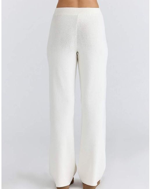 House Of Cb White Andie Ivory Merino Wool Knit Trousers