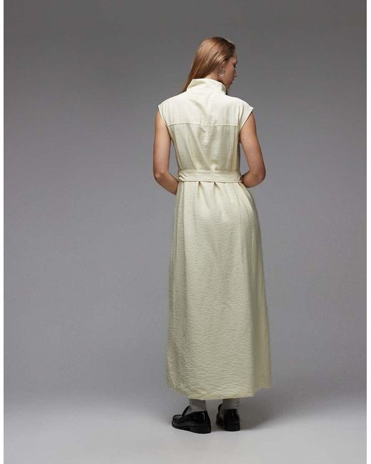 ASOS Gray Utility Style Maxi Dress With Tie Waist