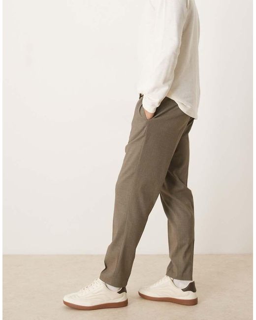 ASOS Natural Tailored Pull On Tapered Trousers for men