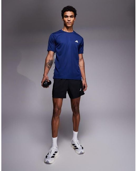 Adidas Originals Blue Adidas Training Essentials T-shirt With Three Stripes for men