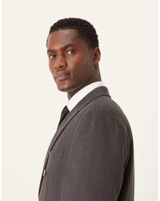ASOS Gray Brushed Twill Regular Double Breasted Suit Jacket for men