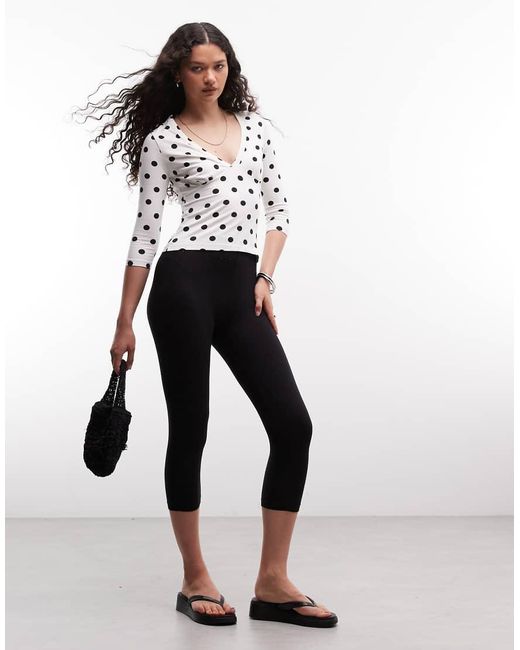 Collusion White Deep V-neck 3/4 Sleeve Top