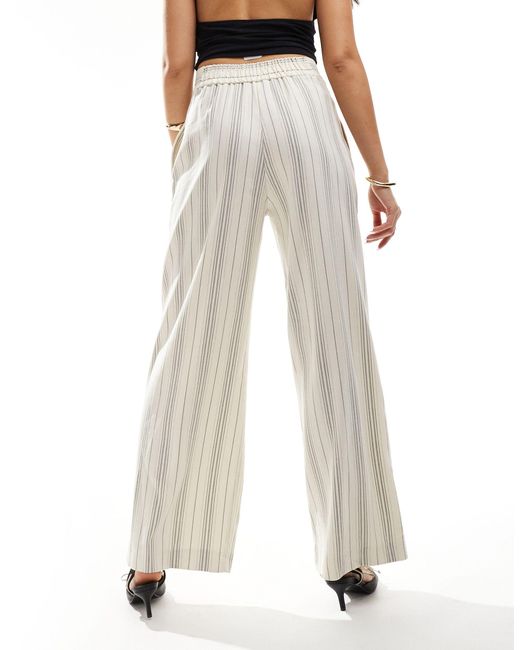 Pantalon large à rayures - crème River Island en coloris White