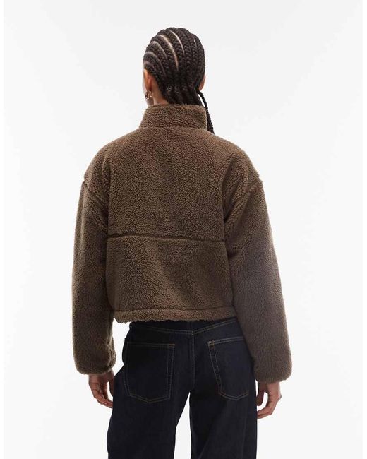 The North Face Brown Extreme Borg Quarter Zip Logo Pocket Fleece