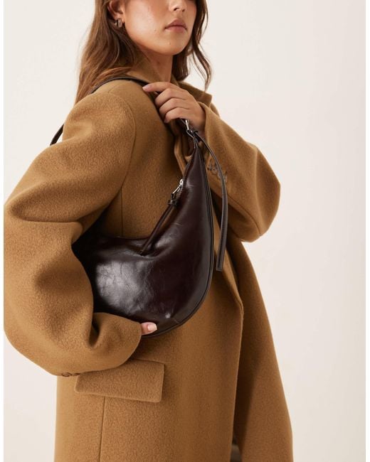 Mango Brown Half Moon Shoulder Bag