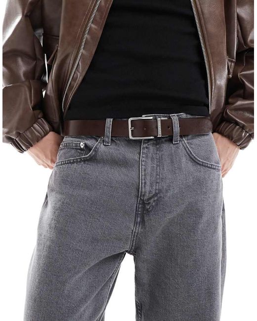 Cintura Double-Face Marrone E Nera di Jack & Jones in Black da Uomo