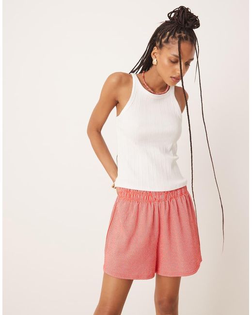 Gina Tricot Pink Seersucker Shorts