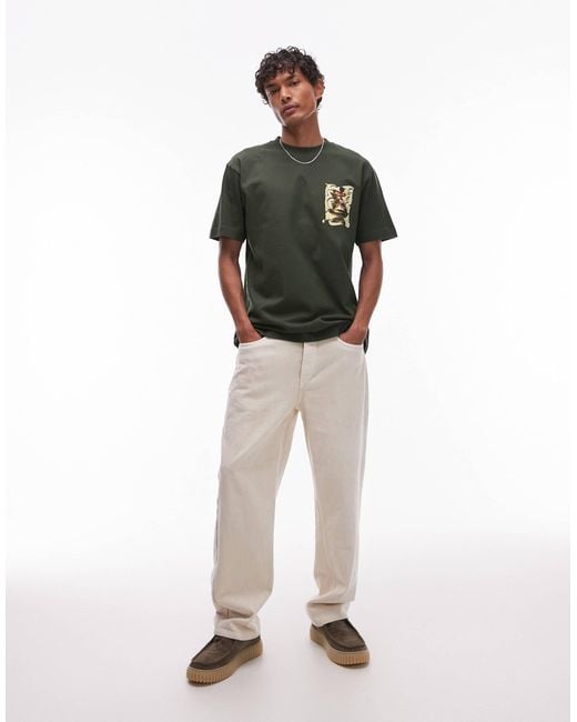 Topman Gray Oversized Fit T-shirt With Front And Back Watercolor Shapes Print for men