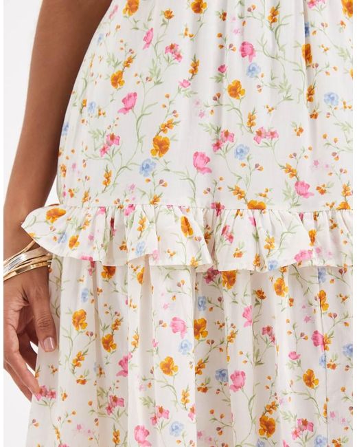 Vero Moda White Ruffle Trim Tiered Maxi Dress