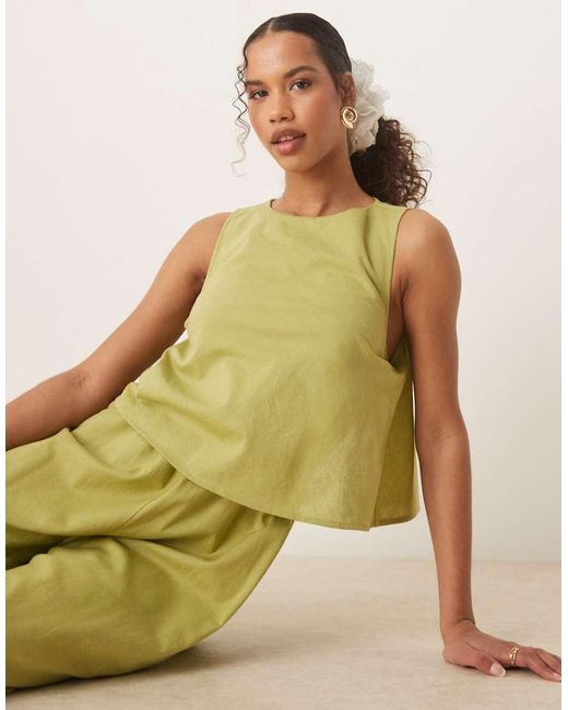 ASOS Gelaagde Jumpsuit Met Open Achterkant in het Green
