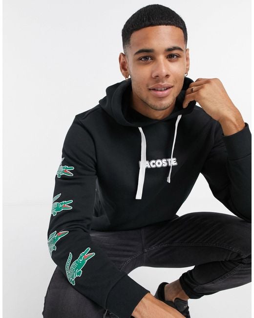 Hoodie avec détails crocodiles sur la manche Lacoste pour homme en coloris Black