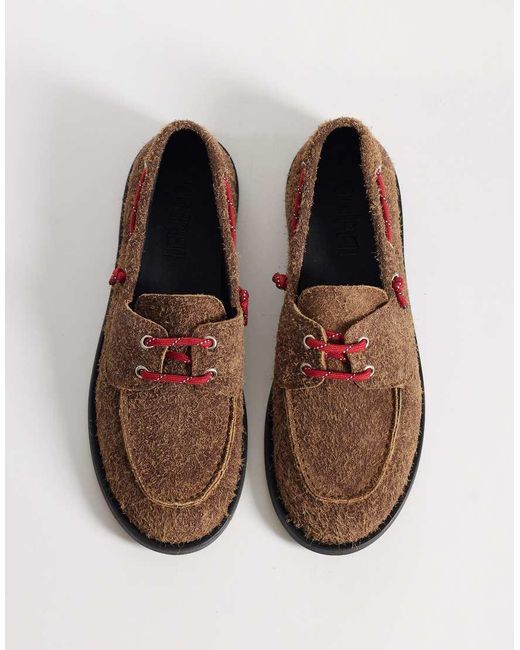 Pompeii UK Brown Pompeii Ariete Textured Suede Boat Shoes