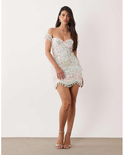 ASOS White Mini Dress With Butterfly And Heart Embellishment