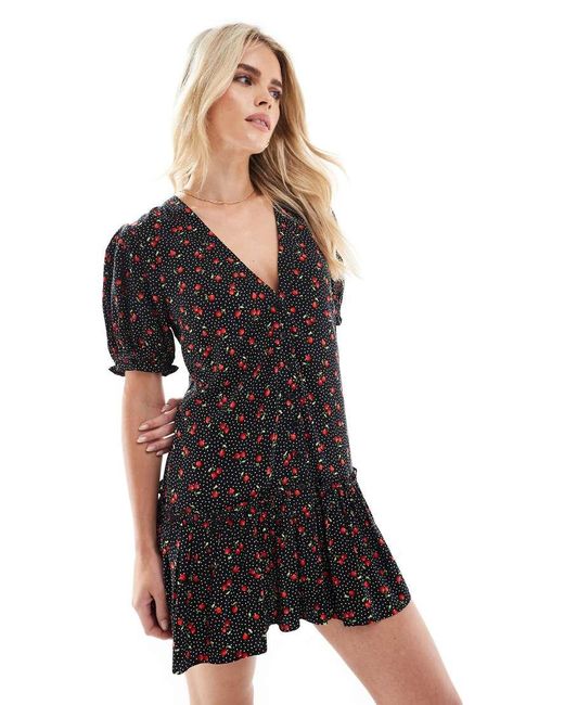 Miss Selfridge Black Printed Spun Smock Dress