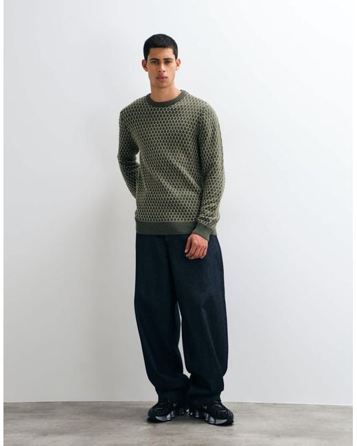 Blend Geometrischer strickpullover in Green für Herren