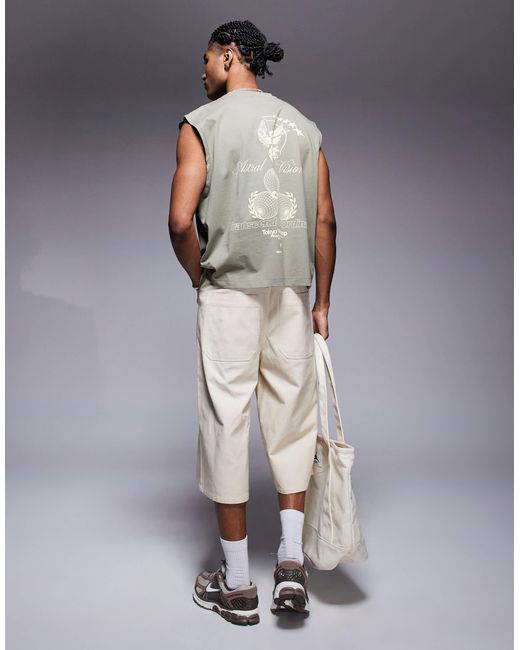 ASOS Gray Boxy Oversized Tank With Front And Back Print for men