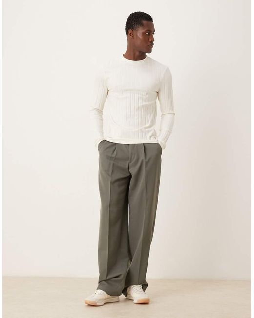 ASOS Natural Slim Fit Long Sleeve T-shirt for men