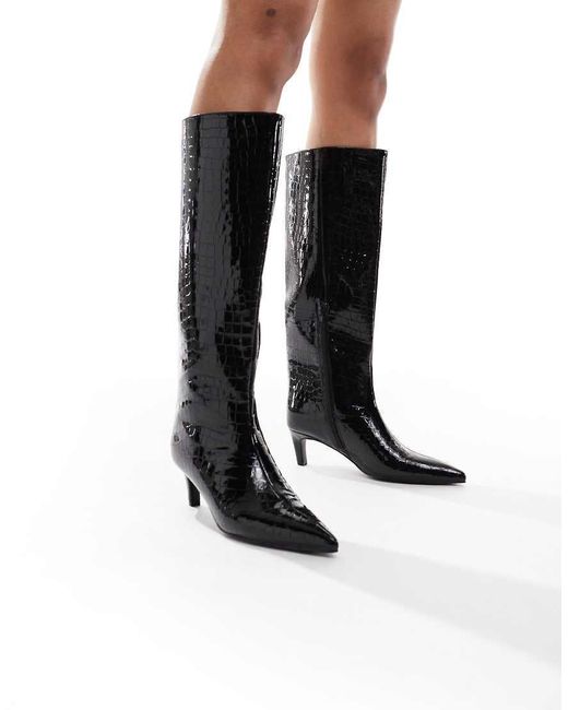 New Look Black Patent Stiletto Heeled Boots