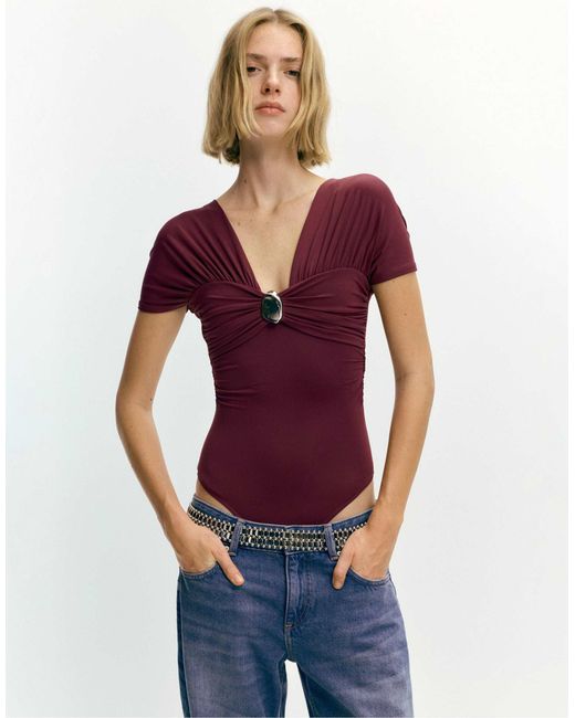 Pull&Bear Purple – drapierter body