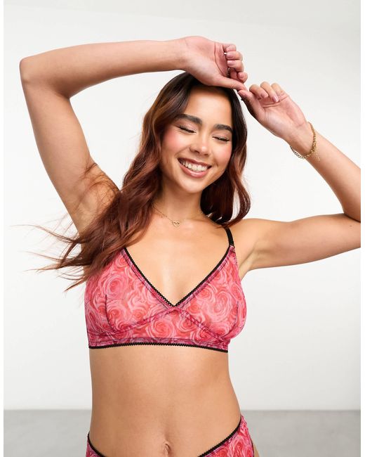 Monki Pink Soft Mesh Bra