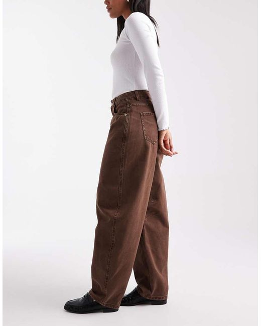 Miss Selfridge Brown Barrel Leg Jean