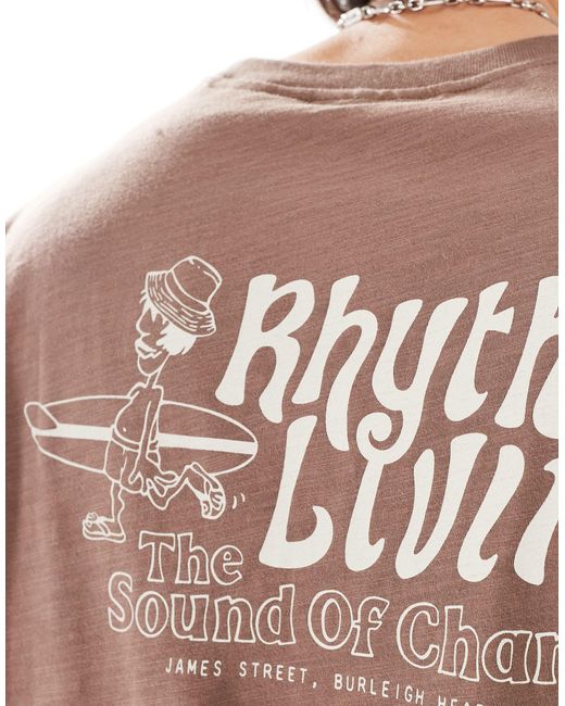 Rhythm Brown Livin Slub T-shirt for men