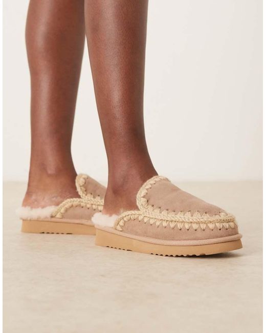 Mou Brown Suede Slippers