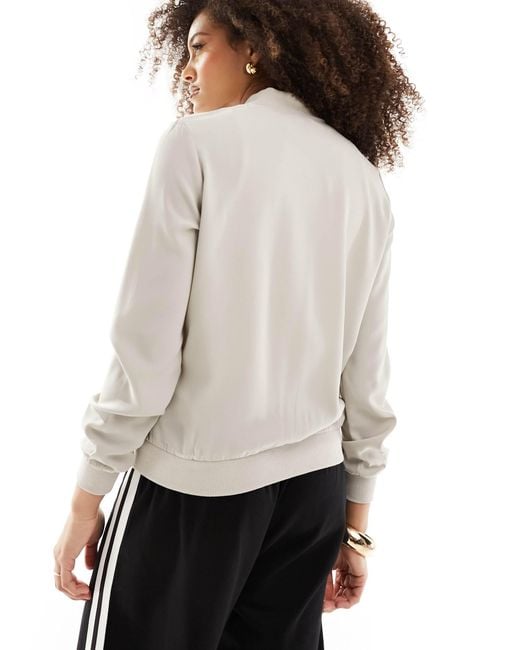 Vero Moda White Lightweight Zip Front Bomber Jacket