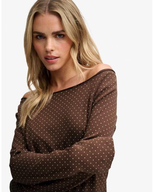 Superdry Brown Bardot Off Shoulder Top