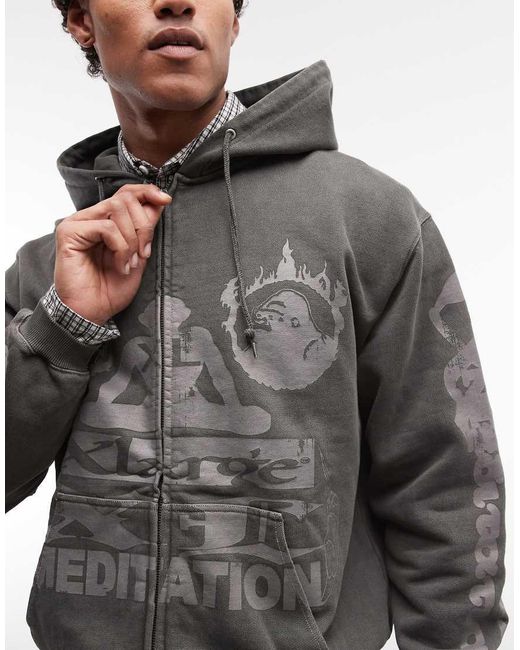 Xlarge Gray Meditation Zip Up Hoodie for men