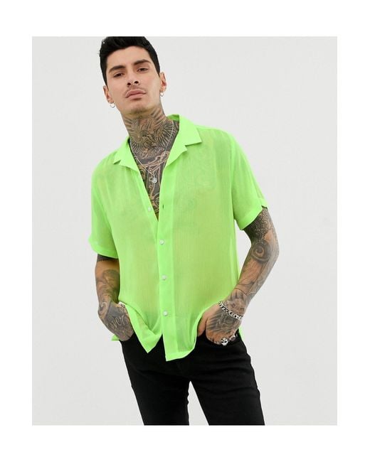 Chemise oversize avec col a revers fluo ASOS pour homme en coloris Vert Lyst
