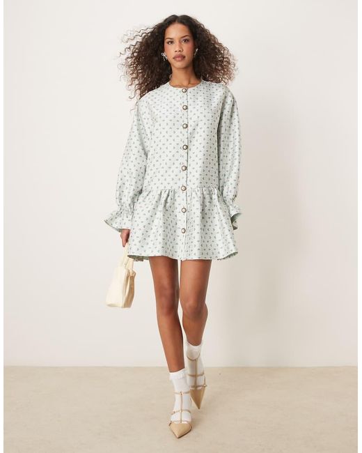 Sister Jane Natural Oversized Jacquard Mini Dress