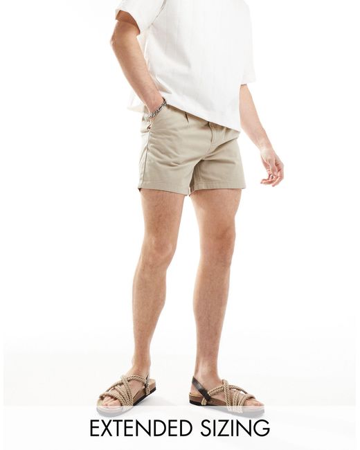 ASOS Natural Pleated Chino Short for men