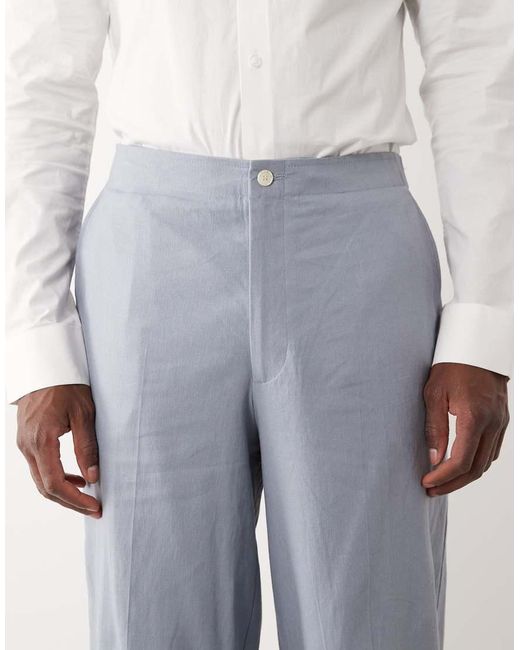 ASOS Blue Oversized Tapered Suit Trousers for men