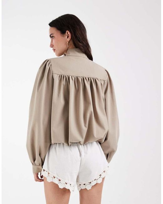 ASOS Natural Tailored Blazer With Bubble Hem