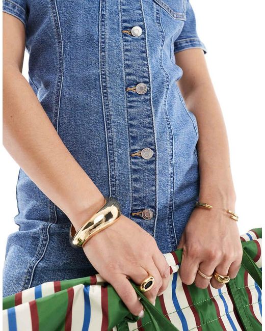 ASOS Aansluitende Mini-Overhemdjurk Van Denim in het Blue
