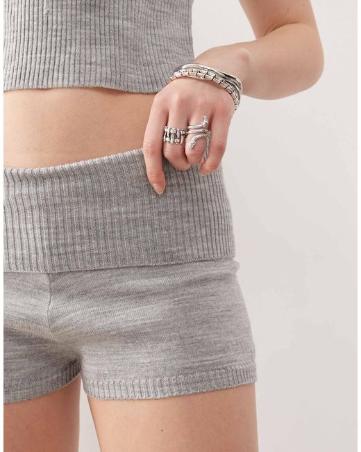 Collusion Natural Festival Knit Foldover Micro Shorts