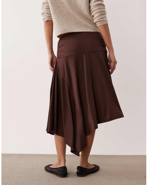 Nia Natural Vine Midaxi Slinky Ruffle Detail Skirt