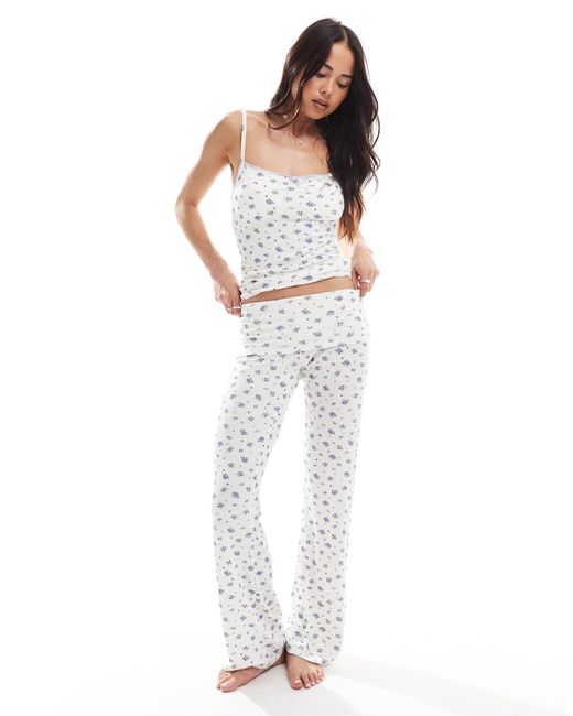Cotton On White Cotton On Sleep Recovery Roll-waist Lounge Trousers Co-ord
