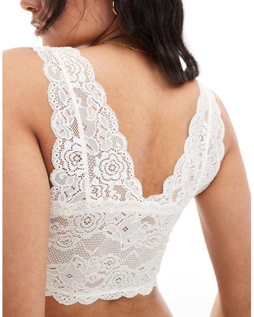 ONLY White Cropped Lace Bralette