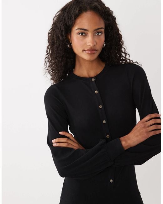 ASOS Black Drop Waist Button Through Mini