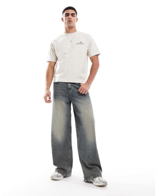 Cotton On White Cotton On Cropped Fit T-shirt With Sundown Studios for men