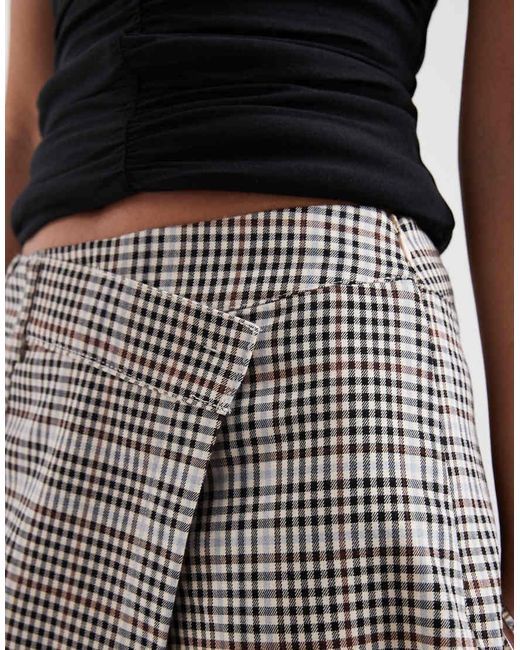 River Island Black Checked Pleated Skort