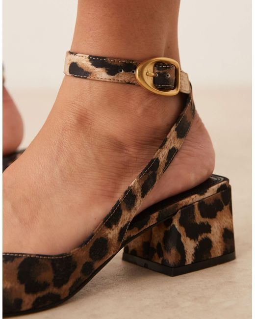 ASOS Natural Sienna Mid Block Heel Shoes