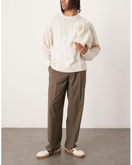 Pantalon ample et élégant à carreaux avec pinces à l'avant ASOS pour homme en coloris Natural