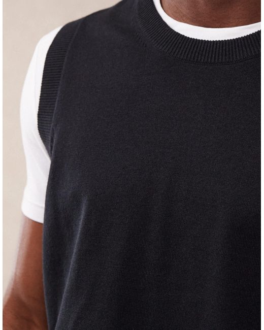 ASOS Black Relaxed Lightweight Knitted Cotton Tank for men