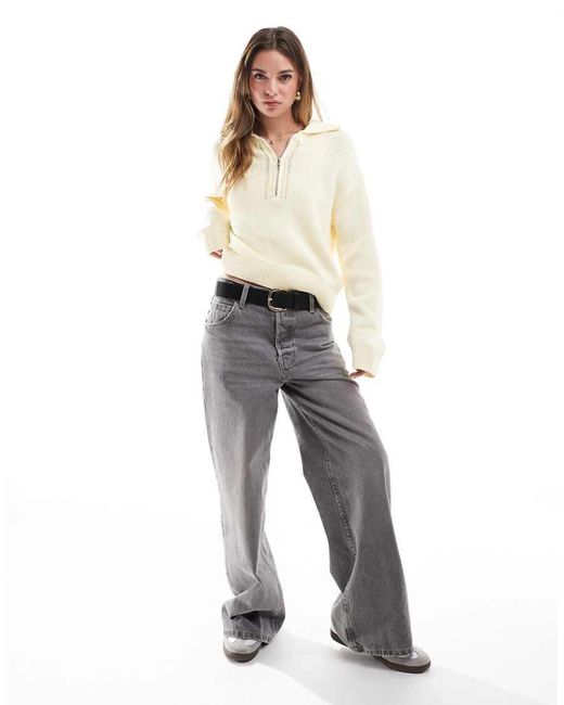 Cotton On Natural Cotton On Half Zip Collared Sweater